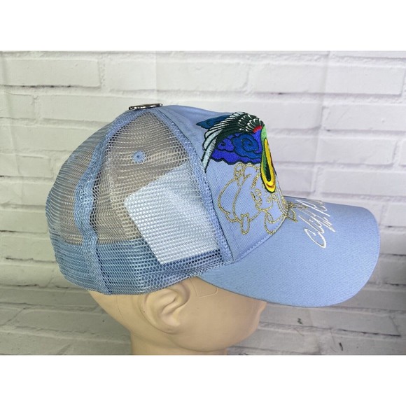Cliff Raven Artwear Peacock Hardy Tattoo Embroidered Mesh Back Snapback Hat Cap - Picture 6 of 9